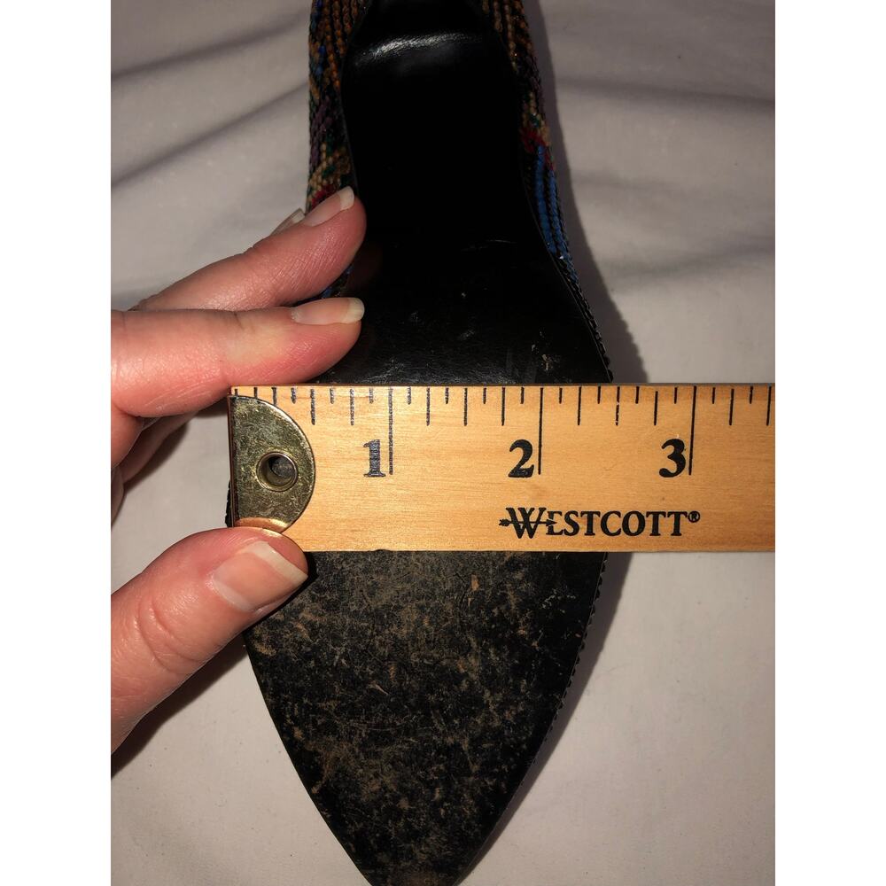 Vintage Stuart Weitzman Vinnie Rhinestone Aztec Geometric Pumps Black Size 5.5 - Picture 9 of 15
